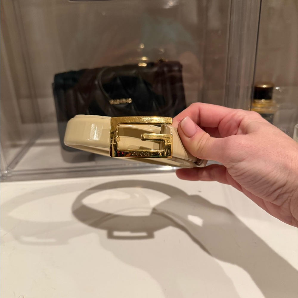 Gucci Cream and Gold Luxury Belt